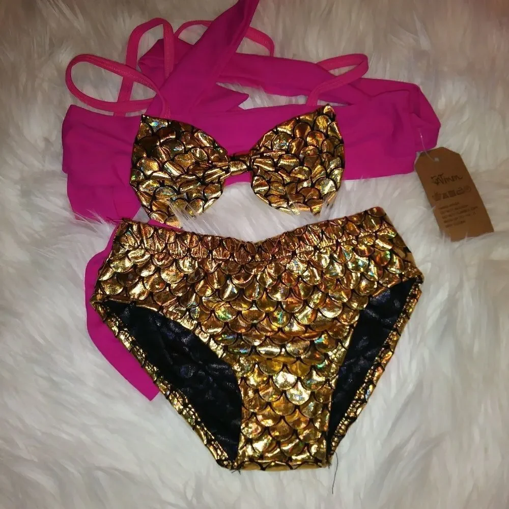 2pc Holographic Mermaid Bathing Suit